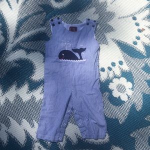 Blue and white boys romper